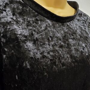 Fairy Grunge Emo Punk Black Crushed Velvet Crop Top Womens Med Rocker Goth Alt